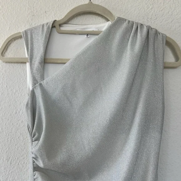 amiah knit dress reformation Reformation Amiah Knit Maxi Dress in Silver Sparkle NWOT